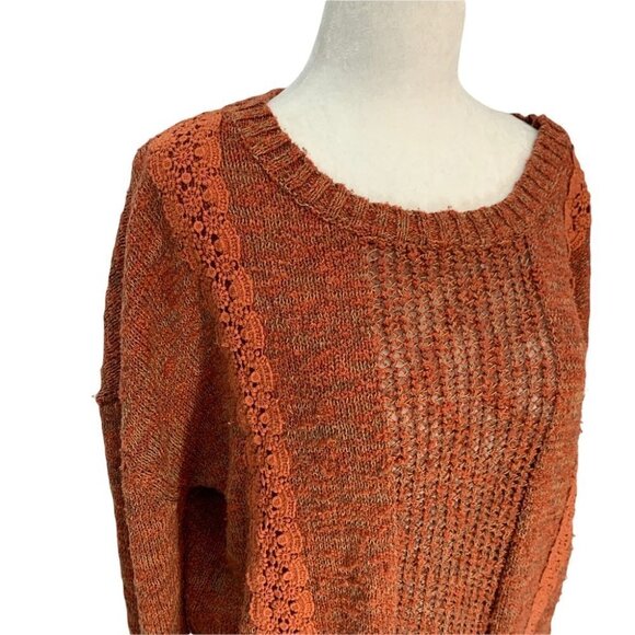 𝅺gentle Fawn Slub Sweater Multi Textured Lace Insert Pullover Sweater Sz S - Picture 3 of 11